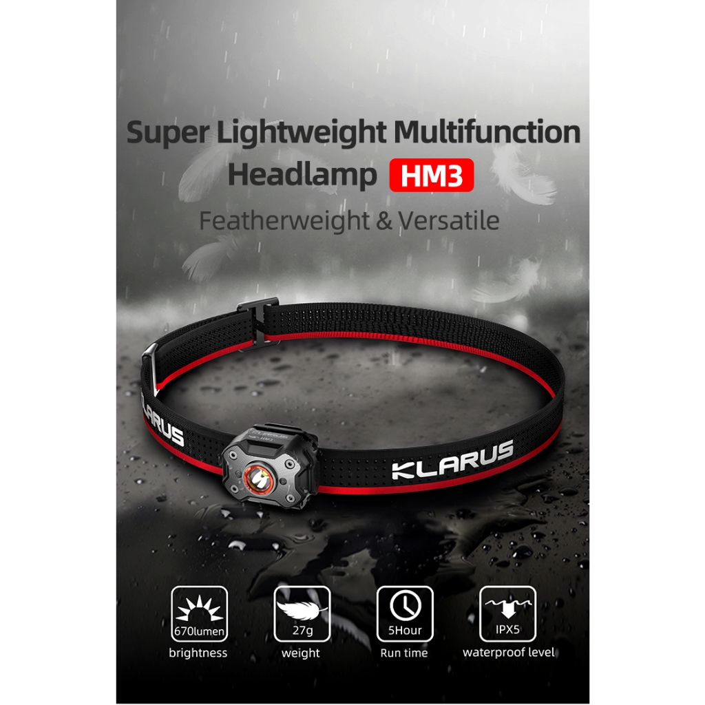 KLARUS HM3 Super Lightweight 670 Lumens ไฟฉายคาดหัว เบา เล็ก สุด เหมือนไม่ได้ใส่อะไร