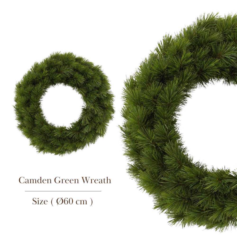 CSW-G060 Camden Spruce Green Wreath (D60xH60cm.) - พวงมาลัยต้นคริสต์มาส