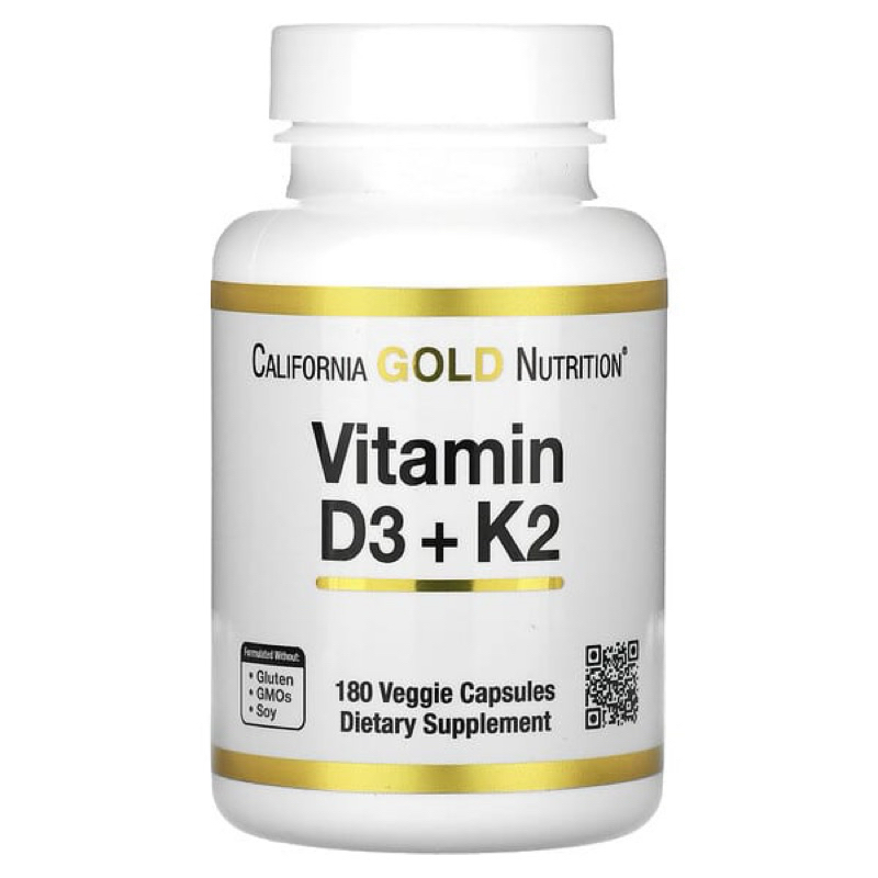 🌐แท้ 💯 นำเข้าจากอเมริกา🇺🇸California Gold Nutrition, Vitamin D3 + K2, 180 Veggie Capsules