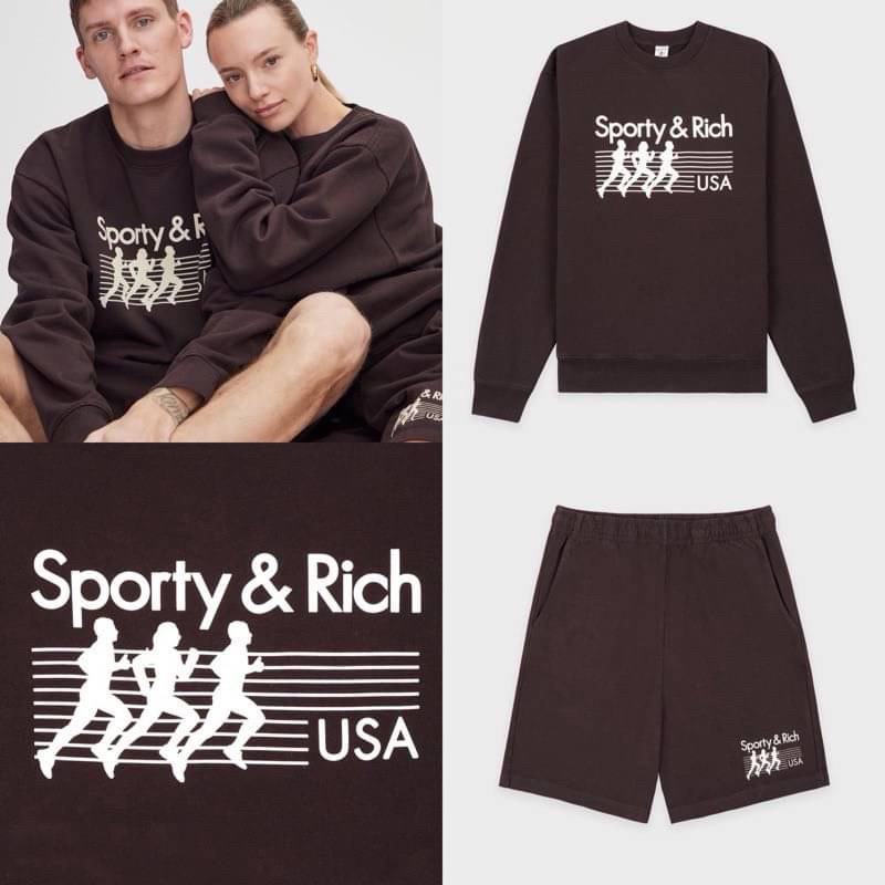 Sporty USA set ชุดเซตแขนยาวขาสั้นน้ำตาลสปอร์ต ๅ