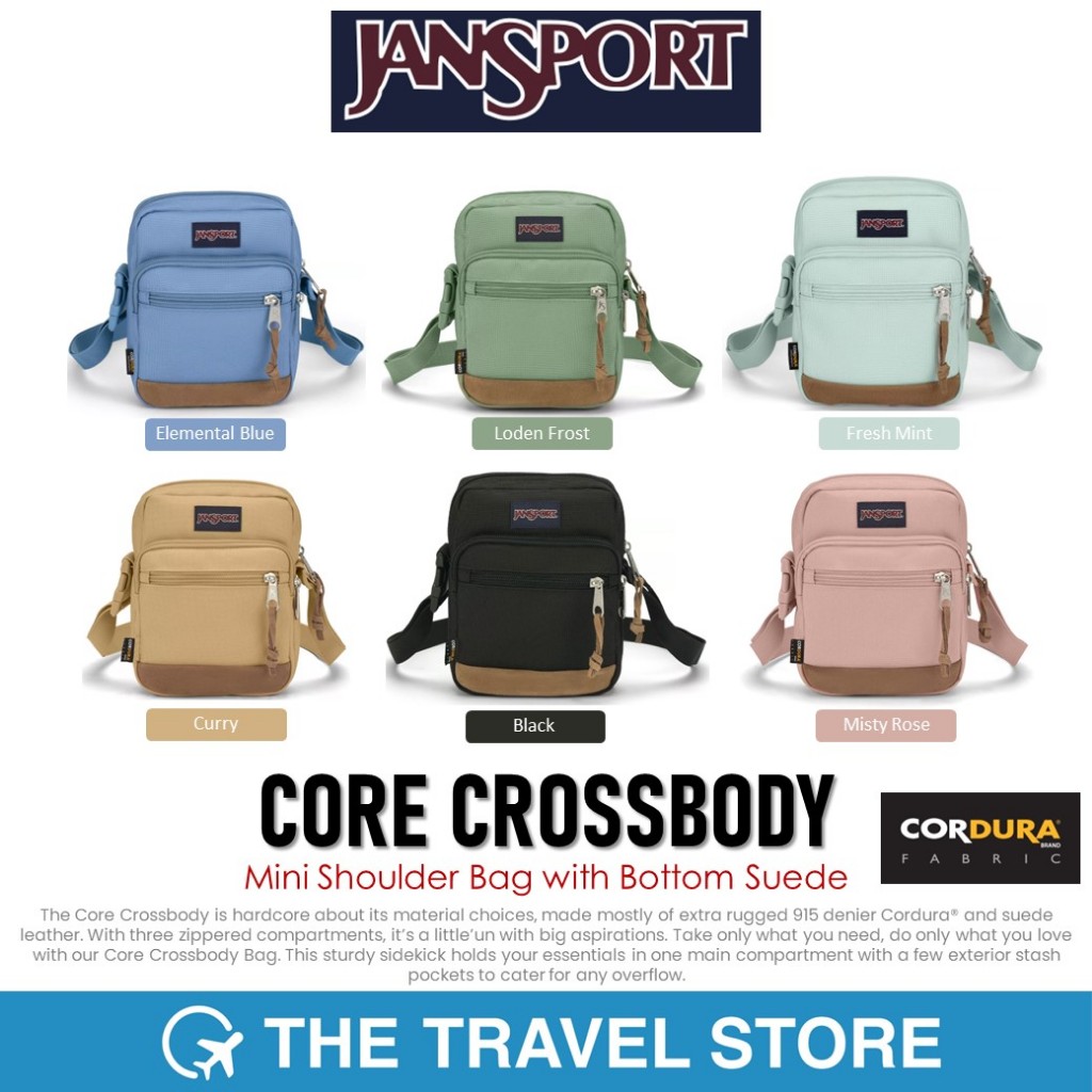 JANSPORT Core Crossbody Mini Shoulder Bag กระเป๋าสะพายข้าง เนื้อผ้า Cordura ตูดหนัง