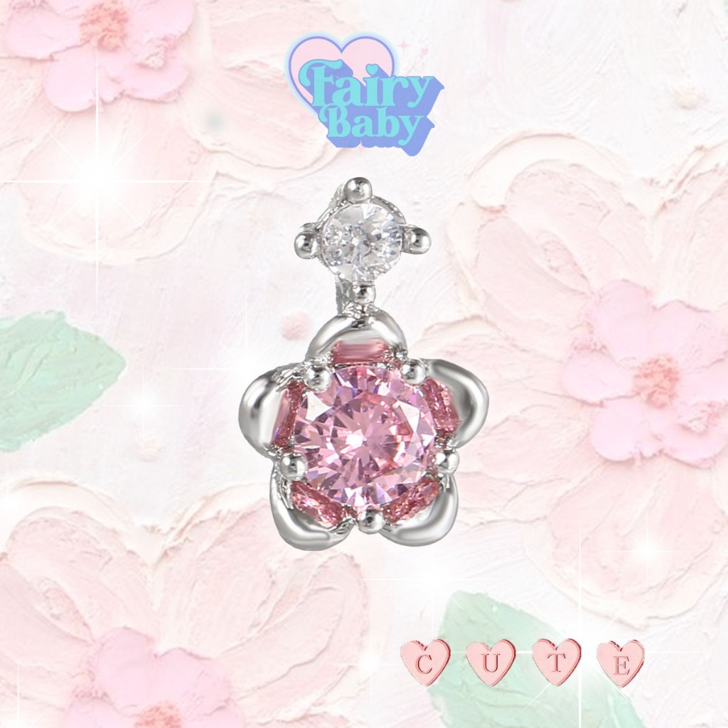 Fairybaby จิว mini flower จิวต่างหู น่ารัก จิวหู ดอกไม้ จิว สีชมพู