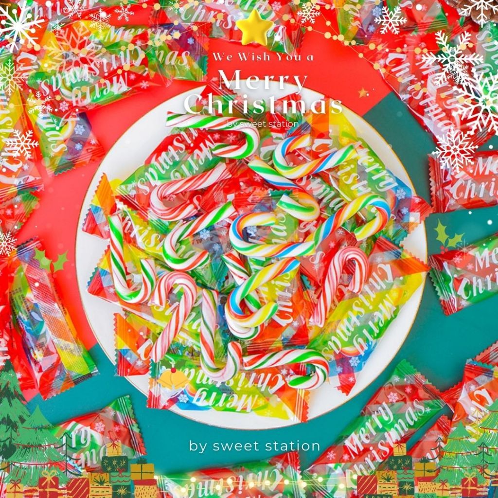 พร้อมส่ง Christmas Candy Cane ลูกกวาดไม้เท้า คริสต์มาส 1ถุง/500g ลูกอมผลไม้ ขนมคริสต์มาส ขนมเทศกาล ของวัญแจกเด็ก ขนมเด็ก - รูปที่ 3