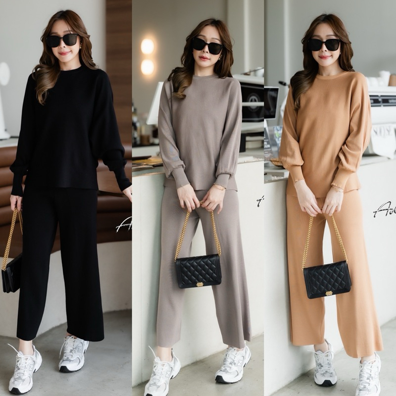 knitting set Airport look เซตเสื้อไหมพรมแขนยาว
