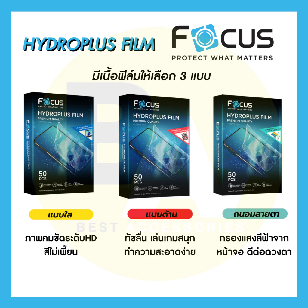 Focus Hydroplus ไฮโดรเจล โฟกัส สั่งตัดตามรุ่น สมาร์ทโฟน Tablet แจ้งรุ่นทางแชท!! ตัดได้ทั้งหน้า-หลัง thumbnail 3