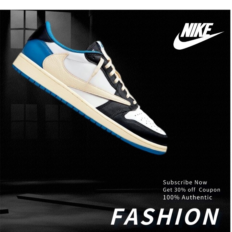 (ส่งฟรี) Nike Travis Scott x Fragment x Air Jordan 1 Low OG SP รองเท้าผ้าใบ รองเท้า nike DM7866-140