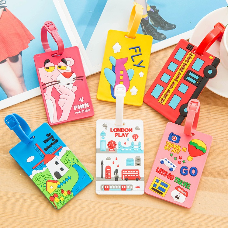 ป้ายแท็กกระเป๋าเดินทาง ซิลิโคน pvc นิ่ม แบบพกพา ลายการ์ตูน สร้างสรรค์
