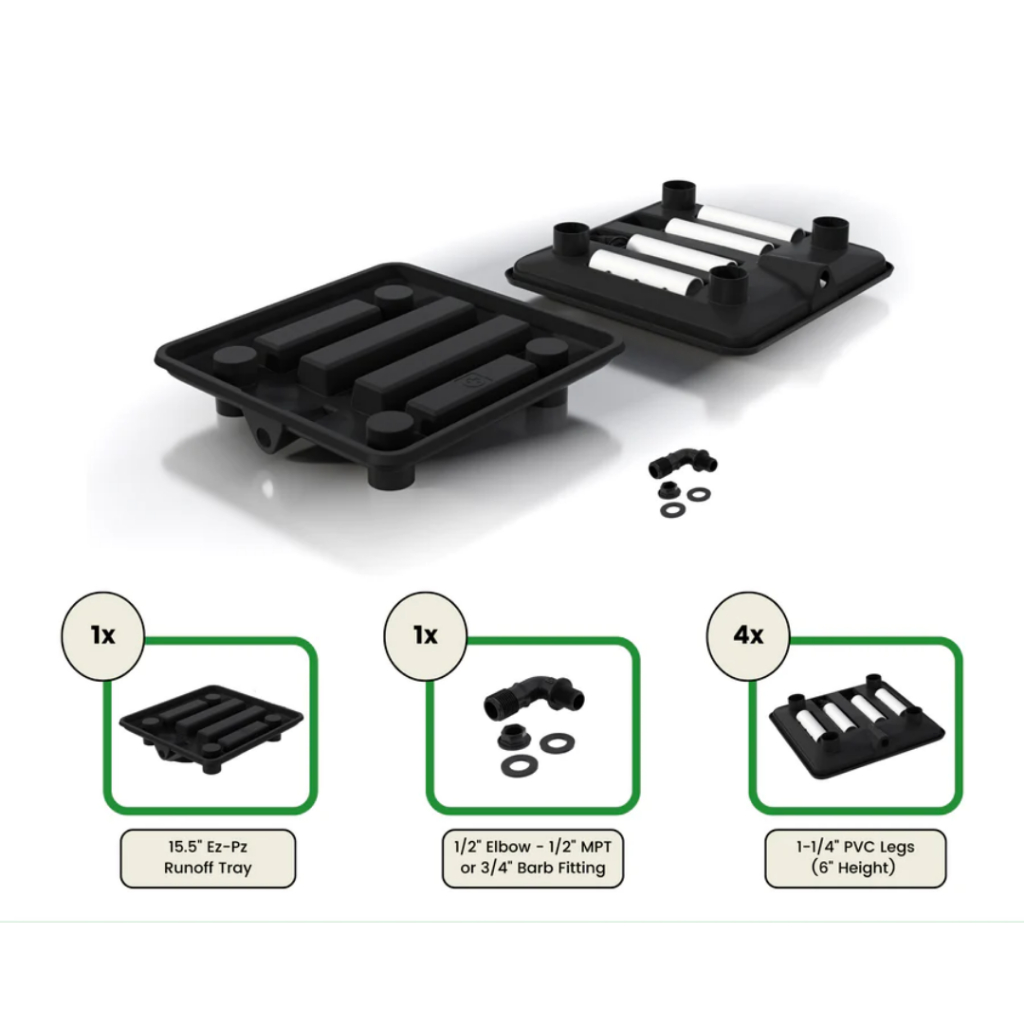 Run Off Tray ถาดรองกระถางต้นไม้ พร้อมระบบเดรนน้ำออก พร้อมขาตั้ง มีสองขนาดให้เลือก 15.5