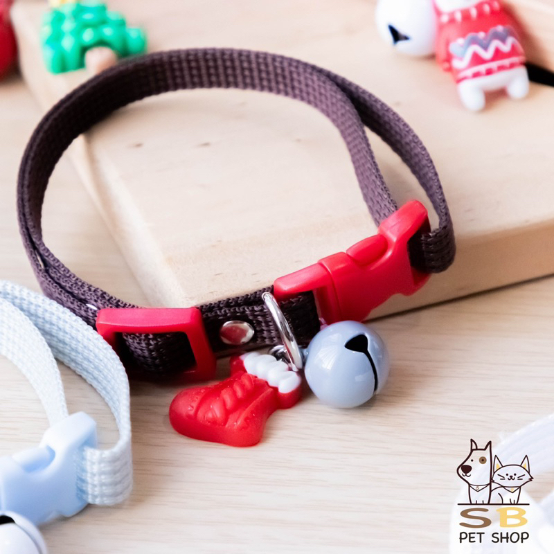 ปลอกคอแมว คริสต์มาส พร้อมจี้น่ารัก สีสันสดใส พร้อมส่งในไทยค่า - รูปที่ 5