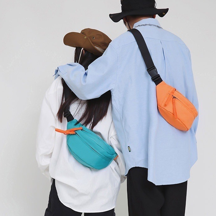 B-807 พร้อมส่ง กระเป๋าคาดอก คาดเอว ผ้าไนล่อน กันน้ำกันฝน สีพื้น แฟชั่น สไตล์เกาหลี สำหรับผู้ชายและผู้หญิง