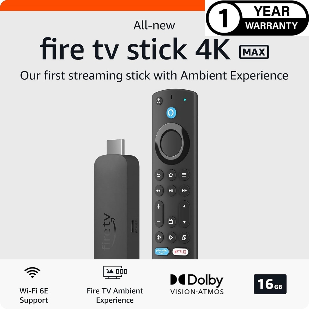 All-new Amazon Fire TV Stick 4K Max streaming device, supports Wi-Fi 6E, Ambient Experience, free & 