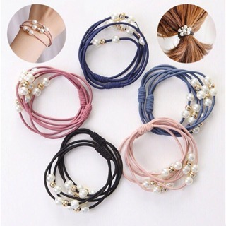 Fashion พร้อมส่ง ยางรัดผมไข่มุกน่ารัก ยางรัดผมแฟชั่น สไตล์เกาหลี สำหรับผู้หญิง พร้อมส่งจากไทย Q-76