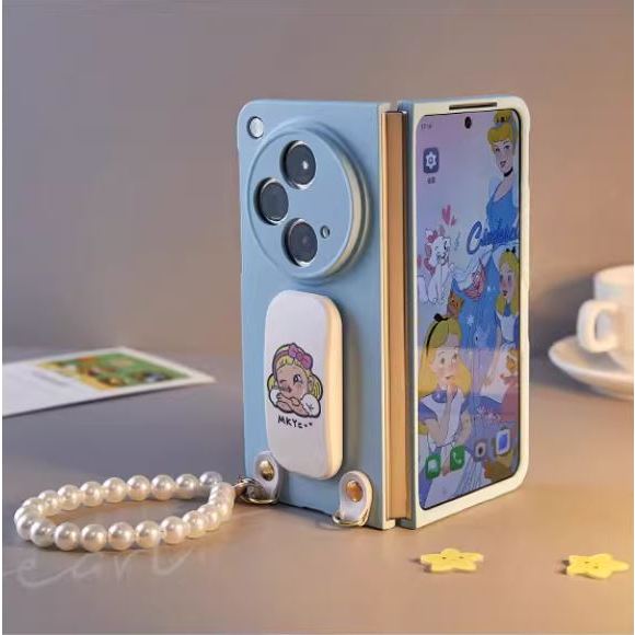 NEW!! เคสโทรศัพท์มือถือสำหรับ Oppo Find N3 ตัวเคสสีฟ้าพาสเทล สีสวยสุดๆ มาให้เลือกระหว่างสายคล้องมือและสายสะพายข้าง