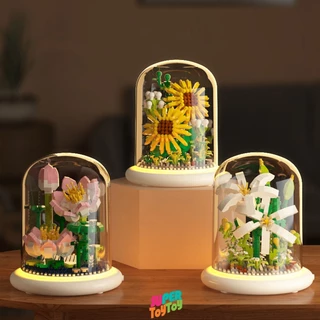 ✨มีไฟ✨ตัวต่อดอกไม้ ดอกทานตะวัน ดอกเดซี่ diy ของขวัญให้แฟน ของขวัญวันวาเลนไทน์