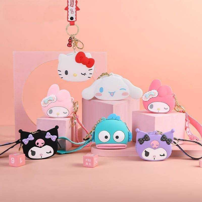 🐰 กระเป๋าใส่เหรียญ  ซิลิโคน SANRIO งานแท้ ก้นหนา สามารถ  ใส่เคส Air pod มีป้ายและสติกเกอร์งานแท้ ขนาดประมาณ 10×7.5×5 cm