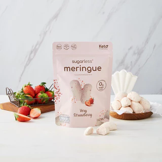 เมอแรงค์ สูตรไม่เติมน้ำตาล คีโต รส Very Strawberry (Sugarless) คีโตแท้ 100% ขนมคีโต ขนมคลีน keto meringue เมอแรงค์คีโต