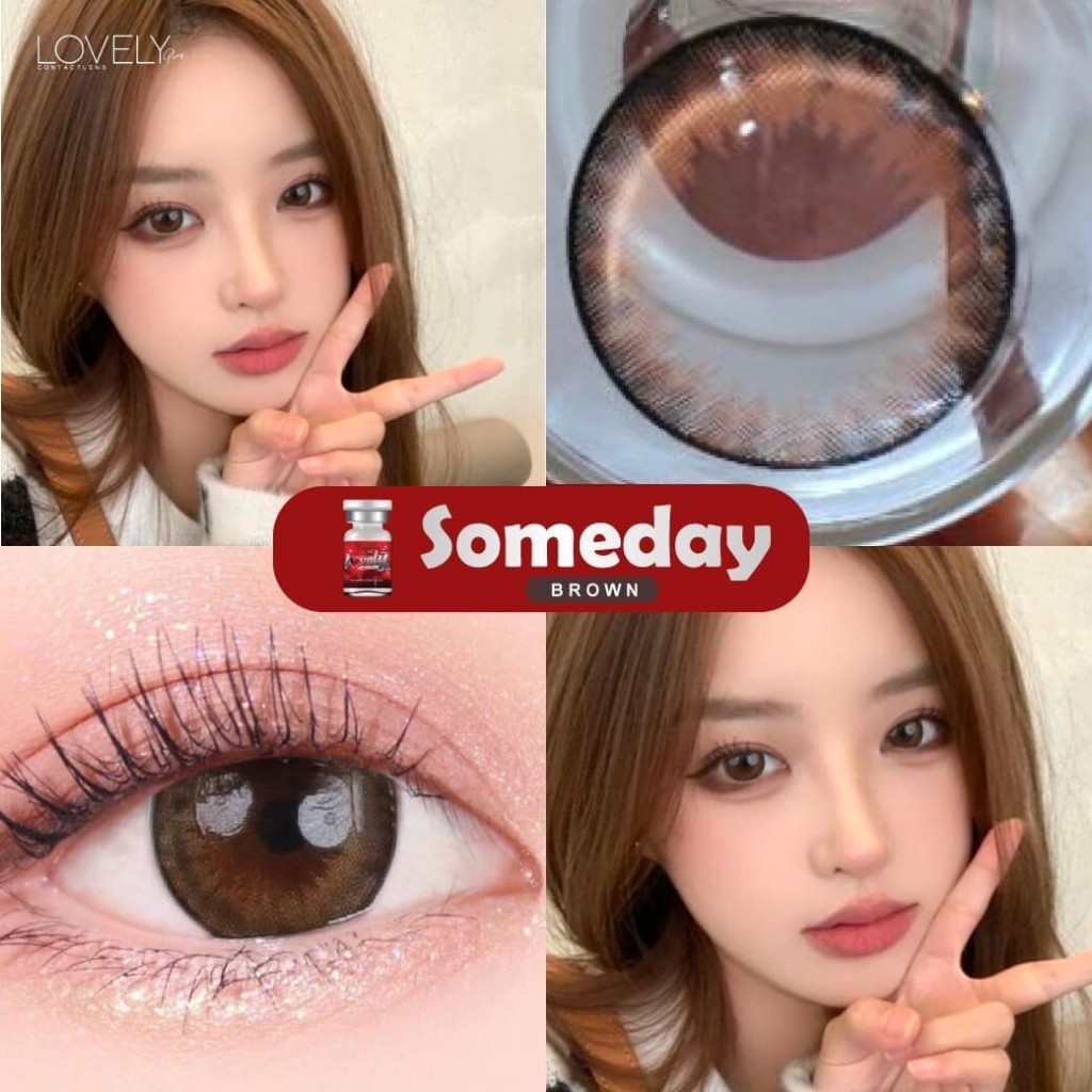 💋 มีค่าสายตา 💋 Lovelylens Someday Gray Brown  💋 บิ๊กอาย สุดปัง คอนแทคเลนส์ รายเดือน มีอย แถมตลับฟรี เลนส์นิ่ม Gray Brown