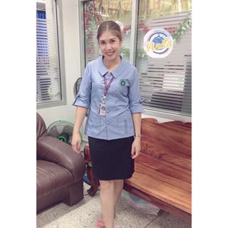 เสื้อกาวน์ฟ้าริ้วสาธารณสุข แขน 3 ส่วน