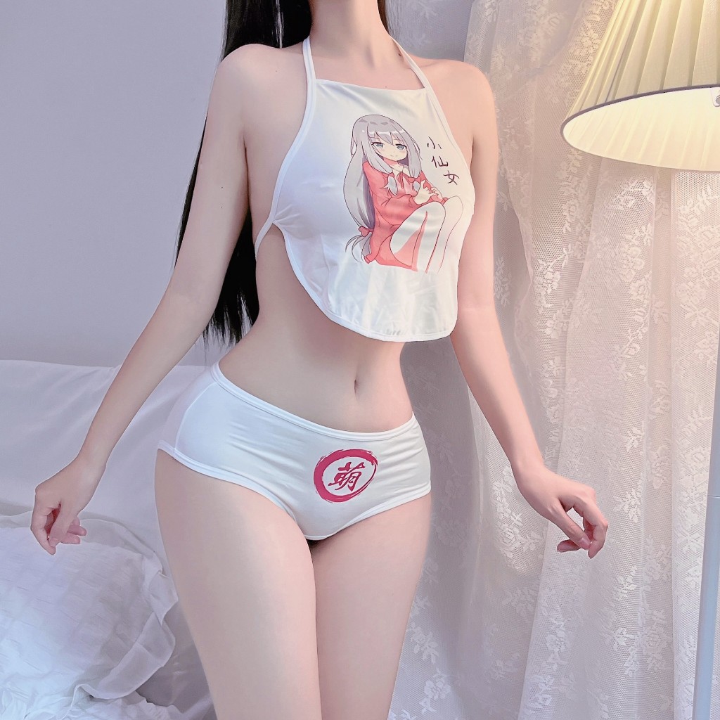 ชุดนอนเซ็ท ชุดนอนเซ็กซี่ เกรดแท้พรีเมี่ยม ค้องคอสายผูกหลัง B-893