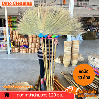 ไม้กวาดดอกหญ้า รุ่นหนา ด้ามยาว 120 ซม  ยกมัด 10 ด้าม ถักเชือ…