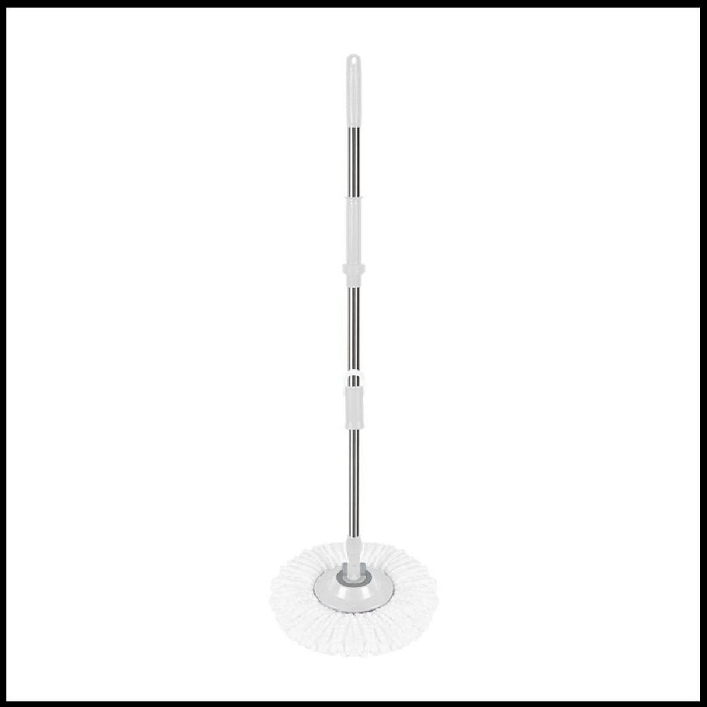 อะไหล่ผ้าพร้อมด้ามไม้ม็อป สำหรับถังปั่น BE MAN และ BE WISH ผ้าม็อบไมโครไฟเบอร์กลมขนาด 14 นิ้ว สีขาว 