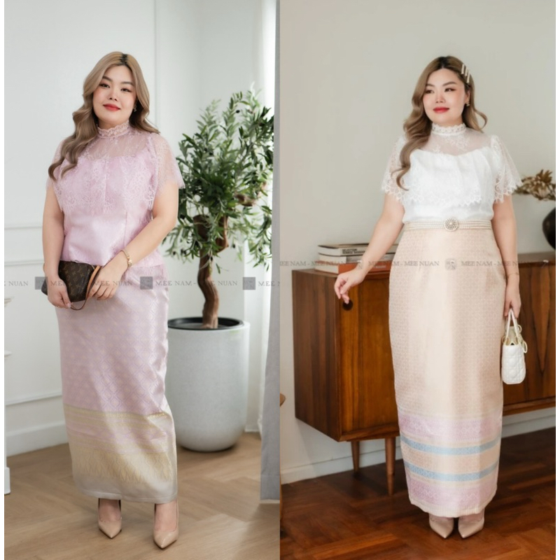 SSD87 เซตชุดไทยแขนสั้น เสื้อผ้าพลัสไซส์ Plussize fashion ชุดคนอ้วน แฟชั่นสาวอวบ