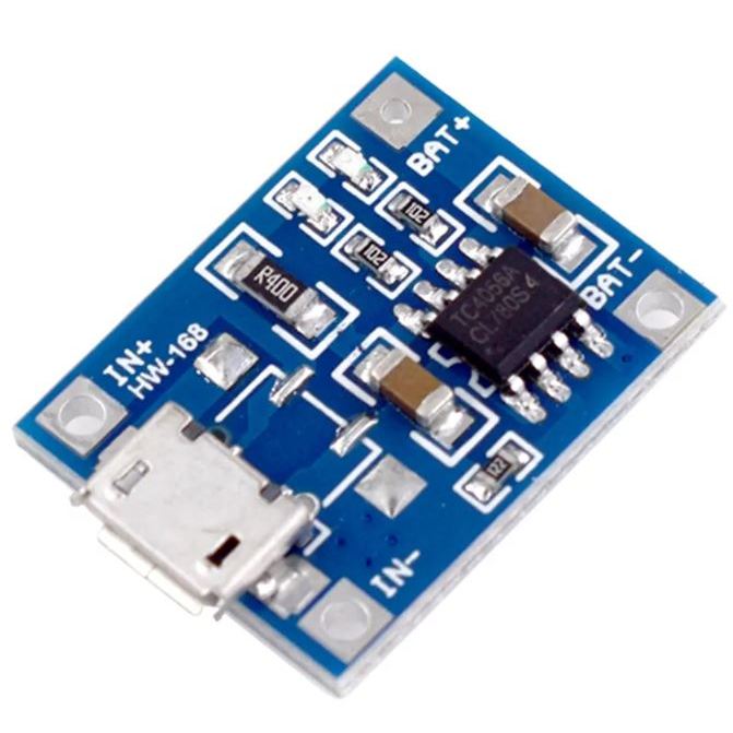 โมดูลชาร์จแบตเตอรี่ Li-Ion 3.7V 1A USB 5V 1A 18650 TP4056 Lithium Micro USB/Type-C
