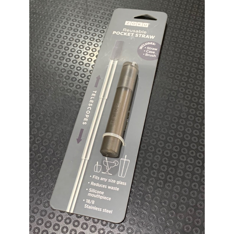 Zoku pocket stainless straw - black