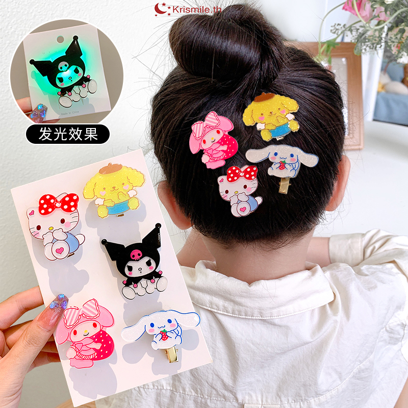 ส่งเร็ว -ราคาถูกที่สุดแฟลชLEDกิ๊บติดผมเล็กลายการ์ตูน Sanrioเลือกลายได้รูปปากเป็ด สุดเท่ สไตล์ญี่ปุ่นและเกาหลี คู่รักนักเ
