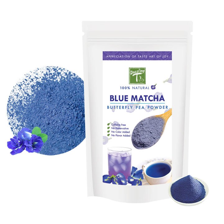 dazzling-t ชาดอกอัญชันชนิดผง (Blue Matcha) ช่วยบำรุงดวงตา สีน้ำเงินสดใส กลิ่นหอมอ่อนๆ ขนาด 50 ก. มี อย.รับรอง