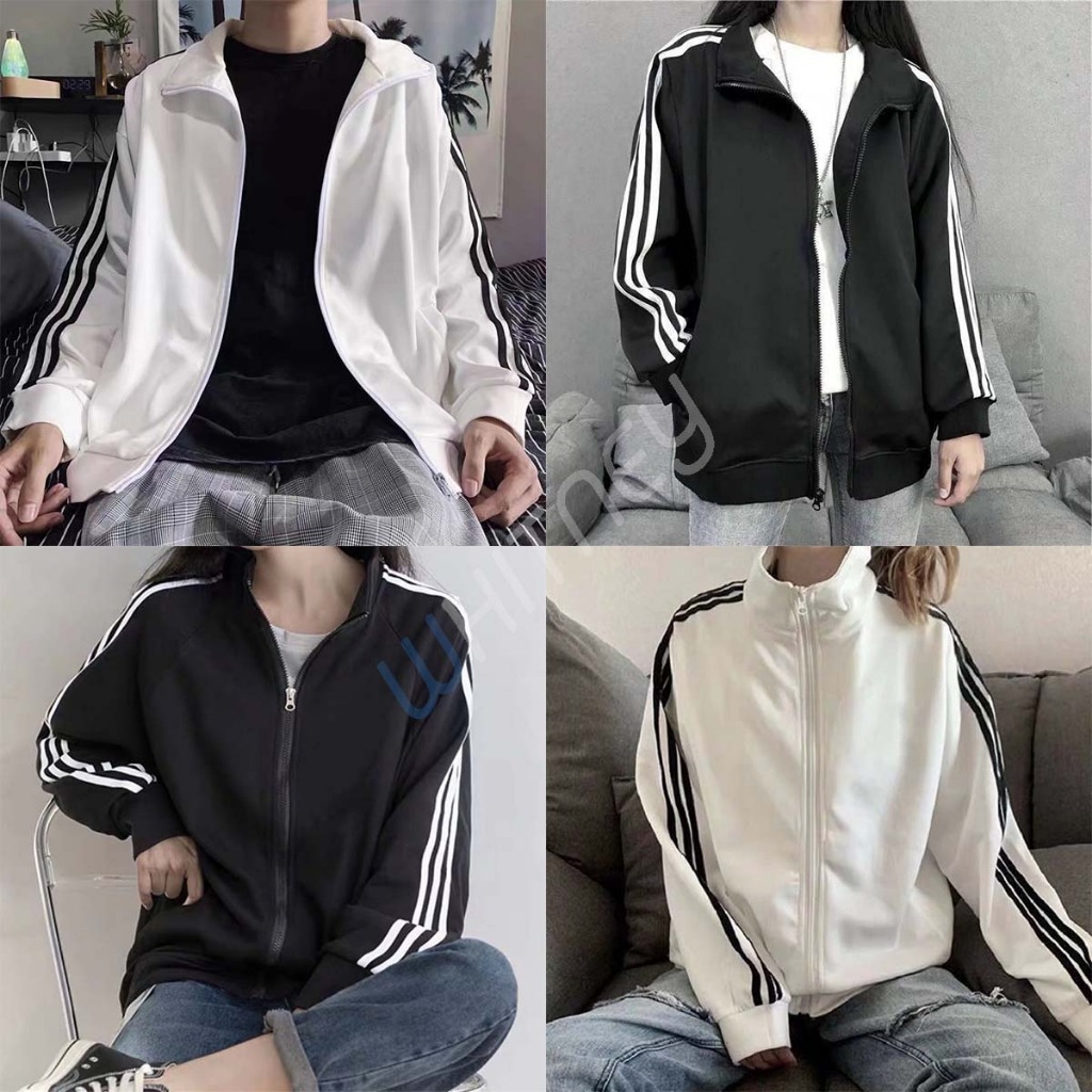 เสื้อแจ็คเก็ตกันหนาว 3 แถบ เนื้อผ้าวอร์ม ใส่สบาย สไตล์เกาหลี(8047)