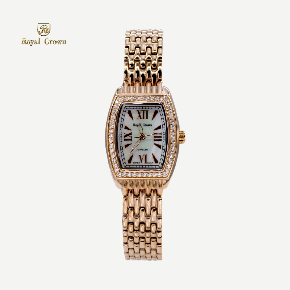 Royal Crown รุ่น 6304 แบรนด์เนมแท้ นาฬิกาข้อมือผู้หญิงเล็กๆกันน้ำ ล้อมเพชร  - Vayo Jewelry