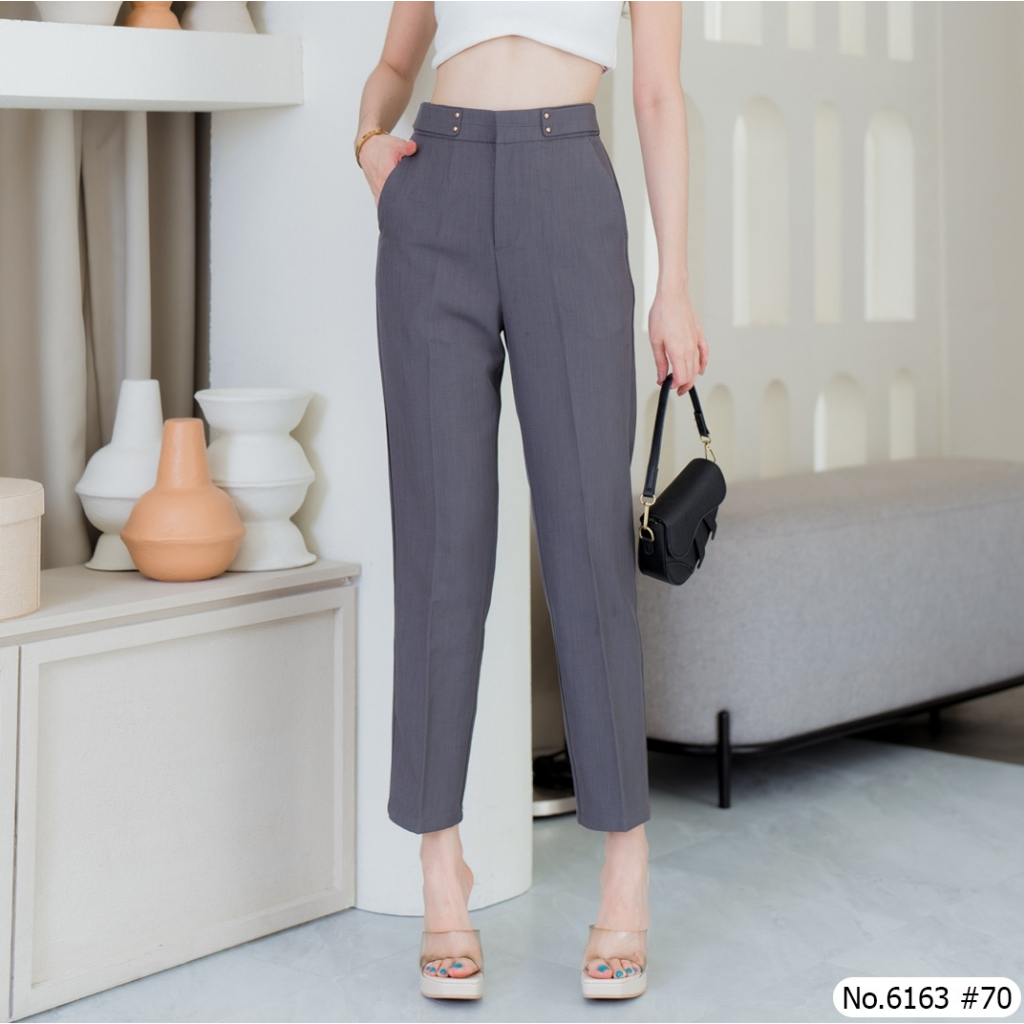 Maristar : No.6163 กางเกงขายาว 9ส่วน | Cropped Pants กางเกงทำงานผ้าดี หลากสี งานขายดี กางเกงทำงานหลากสไตล์