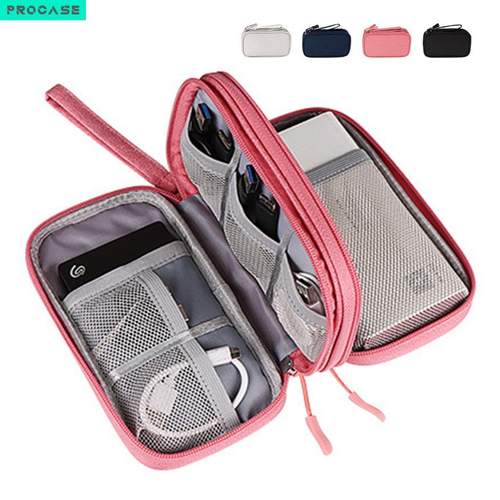 PROCASE กระเป๋าจัดระเบียบอุปกรณ์มือถือ ซองมือถือ Power bank เคสแบตสำรอง สายชาร์จ USB SD การ์ด หูฟัง