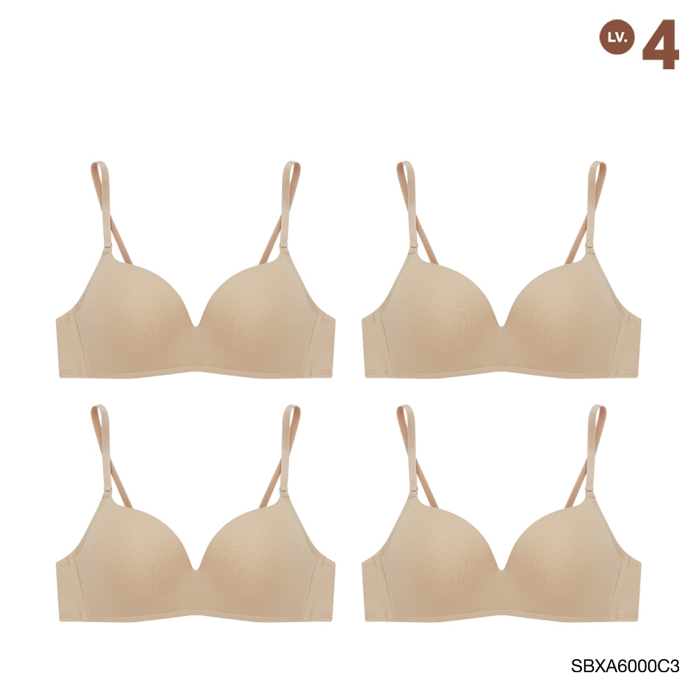 Sabina เสื้อชั้นใน Invisible Wire (Set 4 ชิ้น)(ไม่มีโครง) รุ่น Doomm Doomm รหัส SBXA6000C3 สีเนื้อเข้ม