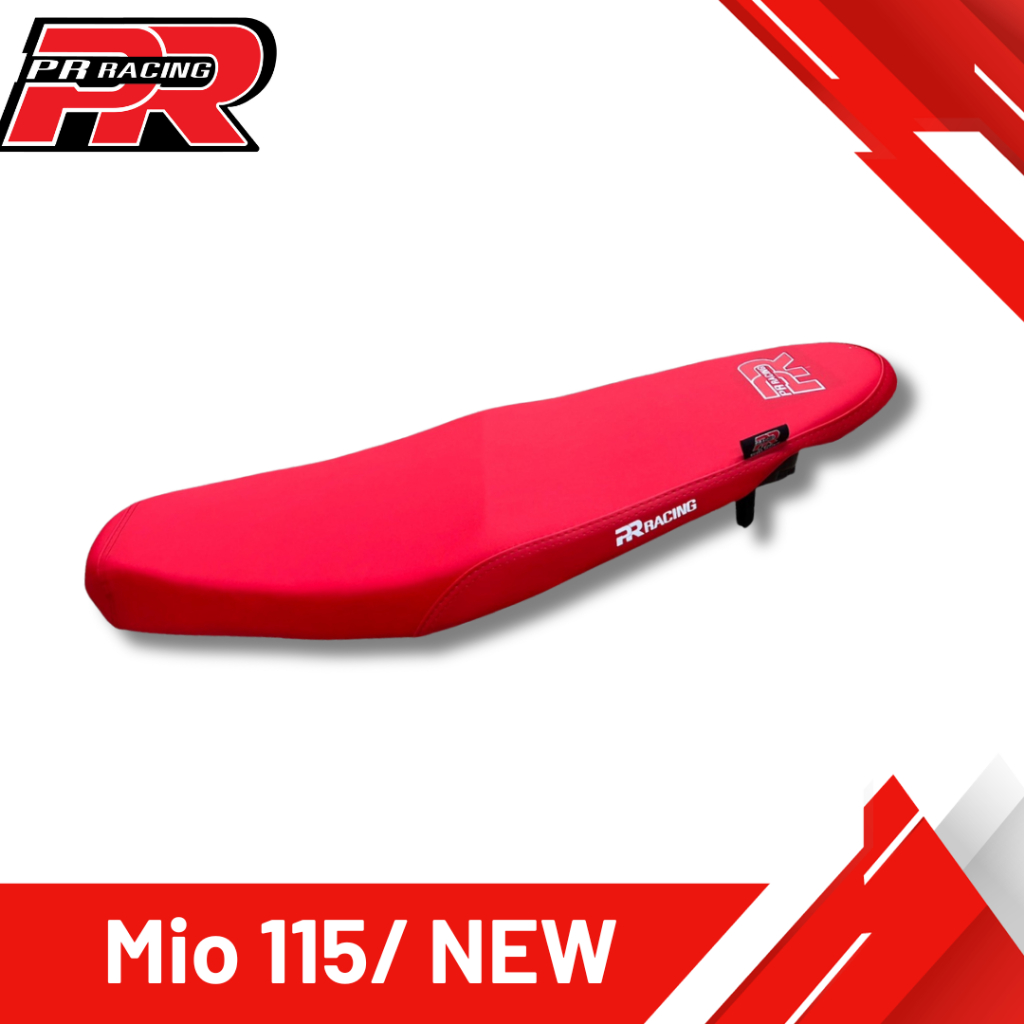 เบาะมอเตอร์ไซค์ เบาะปาด รุ่น Mio 115 / New โลโก้ PR สีแดงสด
