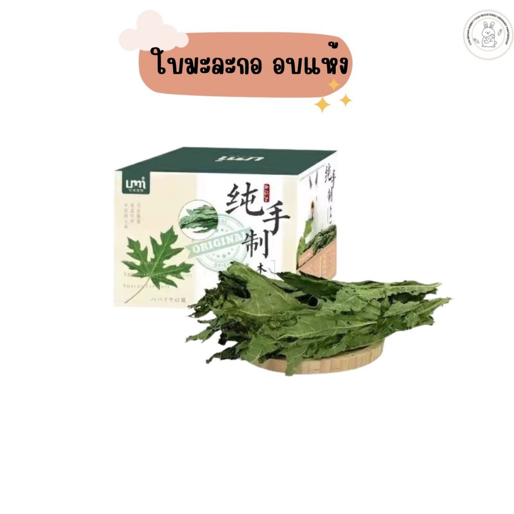 Dried Papaya Leaf ใบมะละกออบแห้ง 30,50กรัม อาหารและขนมเพื่อสุขภาพสำหรับกระต่าย สัตว์ฟันแทะทุกชนิด