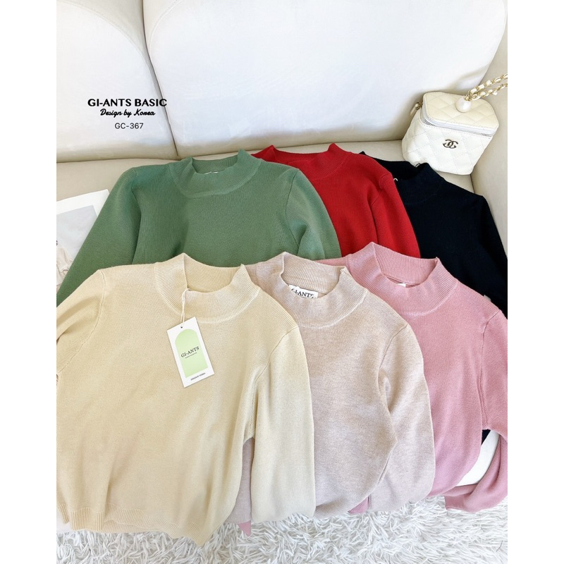 เสื้อไหมพรมแขนยาวคอชิด ไหมพรมเนื้อนิ่ม G01