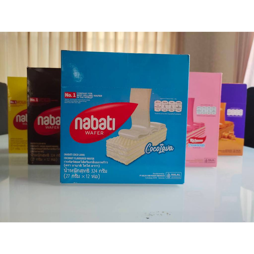 ขนมเวเฟอร์ นาบาติ nabati เวเฟอร์ สอดไส้ครีม แท่งใหญ่ ขนาด 27 กรัม × 12 ชิ้น