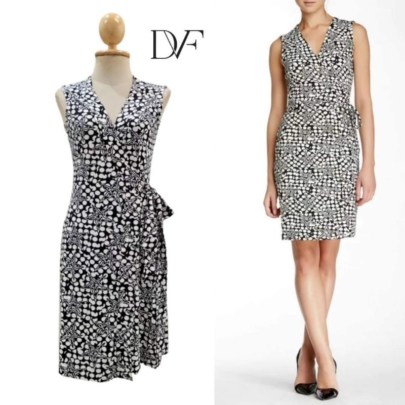 DIANE VON FURSTENBERG NEW YAHZI SHORT JERSEY WRAP DRESS