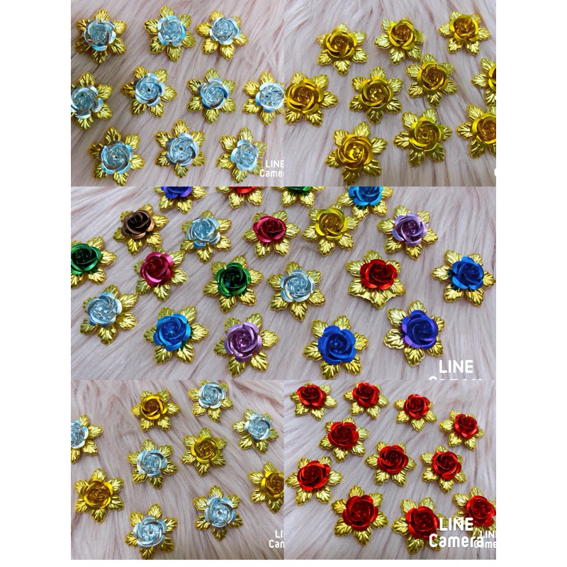 ดอกไม้ตกแต่งโลหะชุปความกว้างกลีบดอกขนาด 23 มิลตกแต่งกุหลาบสังกะสี