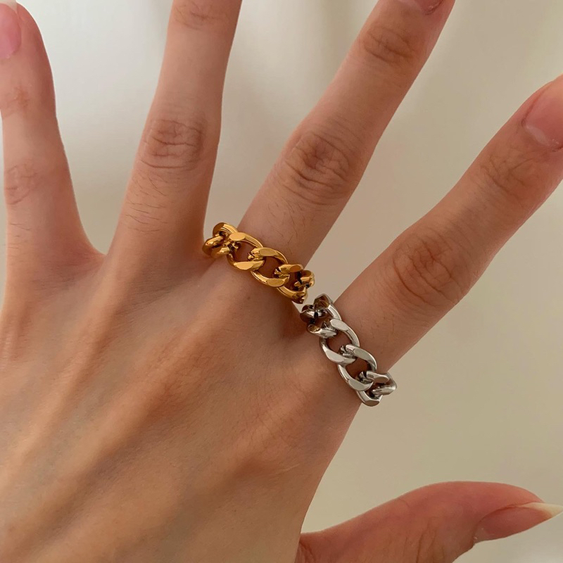 HER OBJECTIVE_HER CHAIN RING IN GOLD AND SILVER