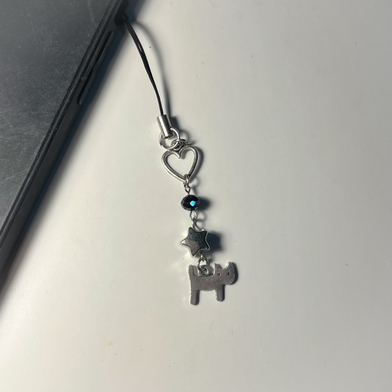 phone charm cat meoww | พวงกุญแจลูกปัดแมว