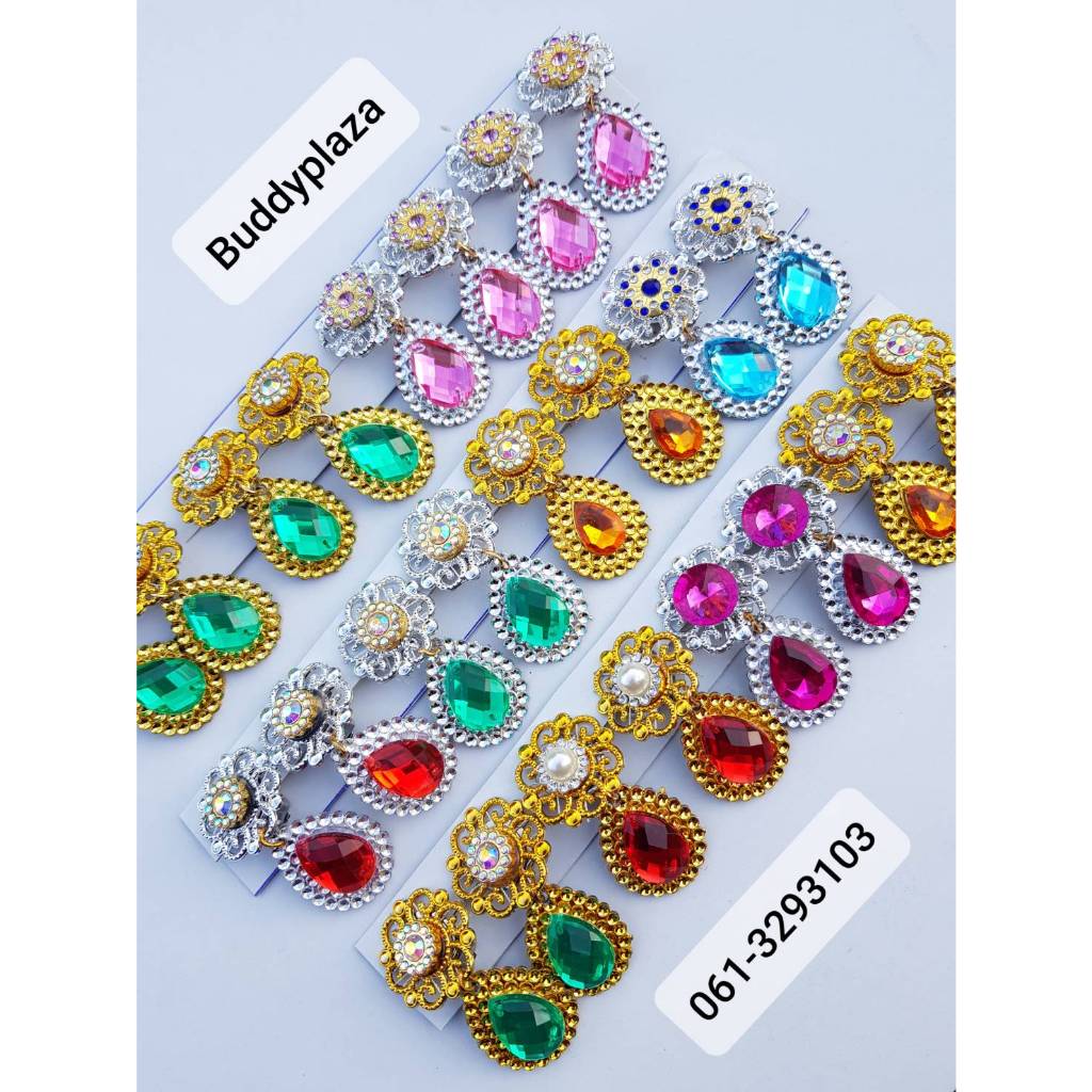 พร้อมส่ง ต่างหูหนีบ ต่างหูดรัมเมเยอร์ ต่างหูประกอบชุดดรัมเมเยอร์ ต่างหูแฟนซี ต่างหูดั้ม ต่างหูเพชร