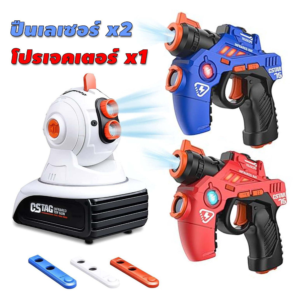 ปืนเลเซอร์ 2กระบอก+เป้าโปรเจคเตอร์ Multiplayer Laser Game Infrared Gun เป้าเคลื่อนที่ เลเซอร์แท็ก ของเล่นหุ่นยนต์