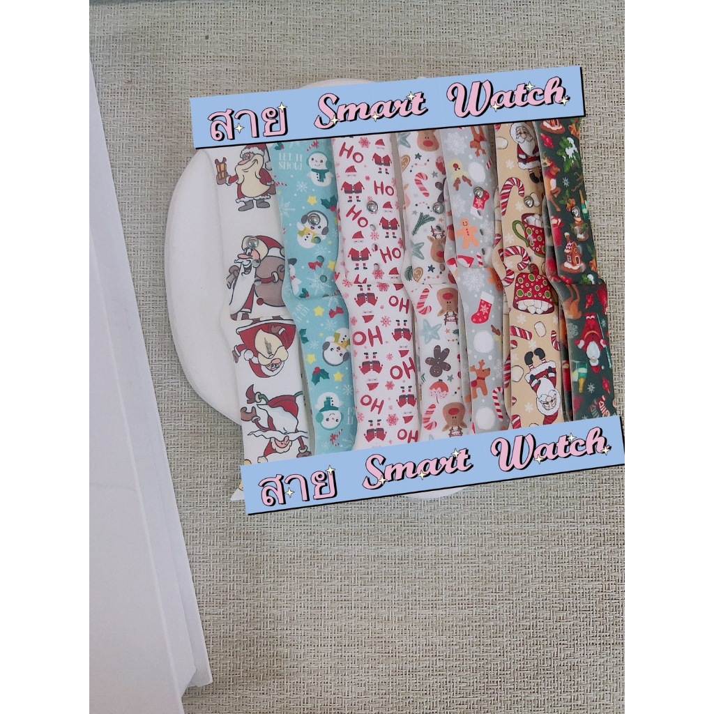 พร้อมส่ง สายนาฬิกา ลายChristmas ใช้ได้กับ Smart Watch 9 8 7 6 5 4 3 2 1 Se Ultra 1 2 HK9Pro IW9mini 