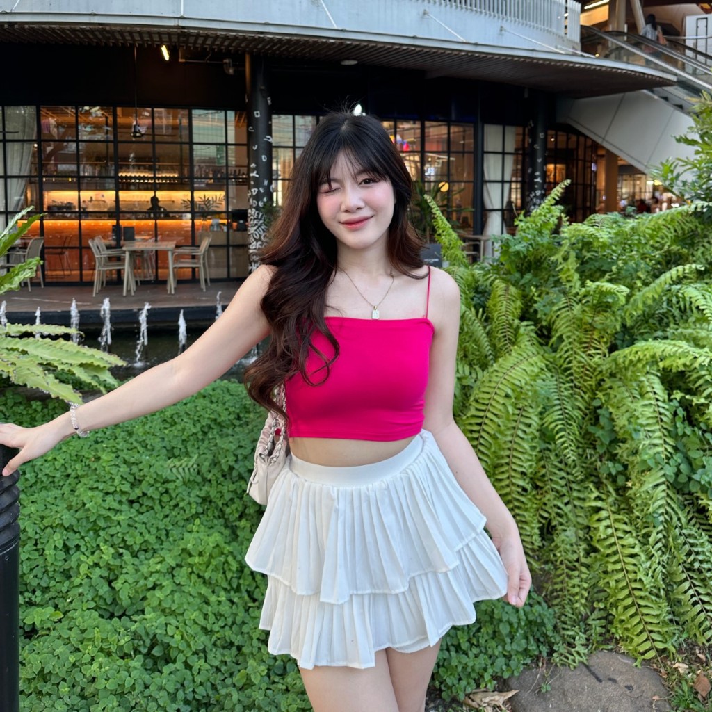 ครอปสายเดี่ยว ผ้าเรย่อน  ❤️‍🩹 ยืดตามตัว ใส่อยู่บ้านใส่เที่ยว คือได้หมดน้ารุ่นนี้ รุ่น สายเดี่ยวเรย่อน