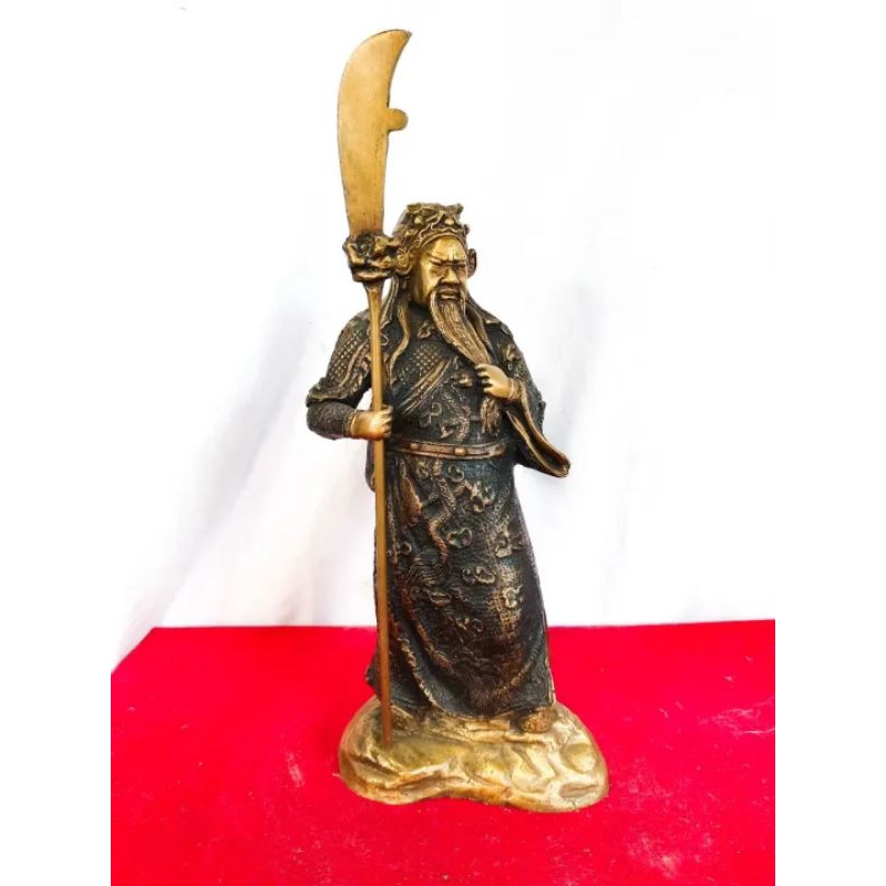 เทพเจ้ากวนอู ปางห้ามทัพ วัดญวน กรุงเทพ ปี2555 เนื้อทองเหลือง สูง8นิ้ว