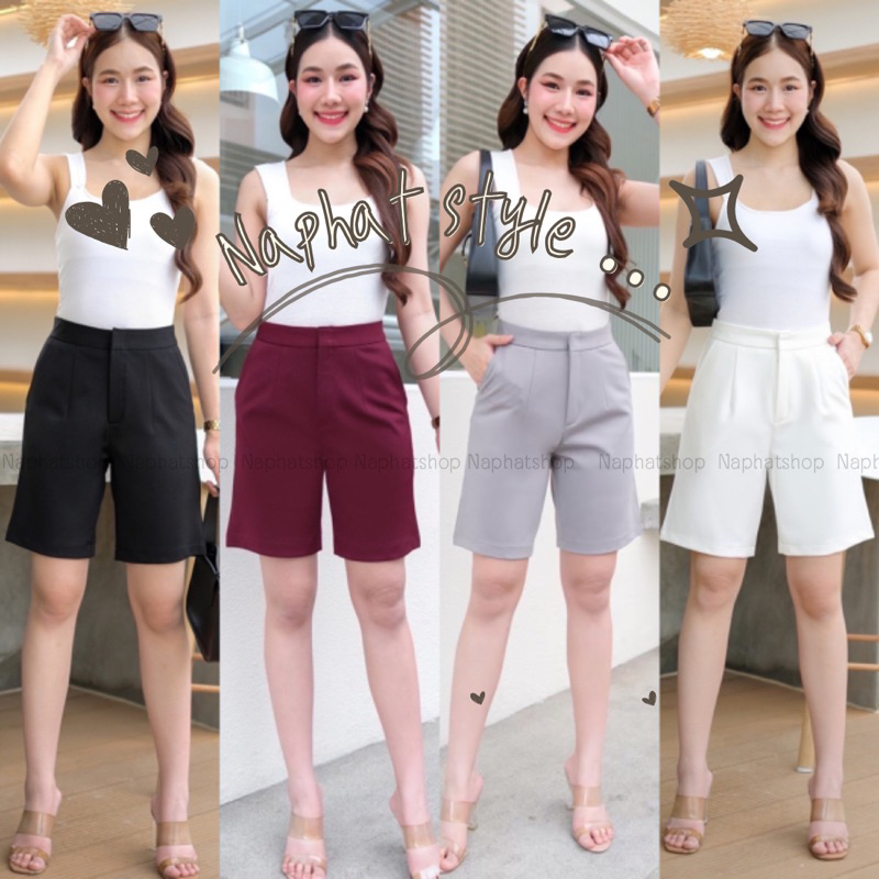 กางเกงขาสั้นผ้าโรเชฟซิปหน้า สีพาสเทล(ไซส์S-36)ความยาว19 นิ้ว)
