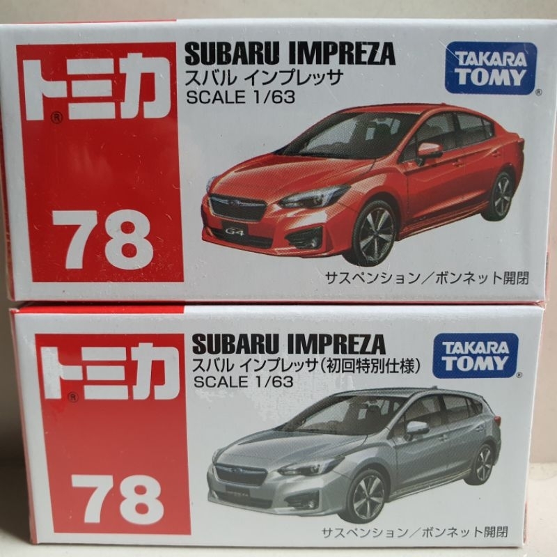 โมเดลรถเหล็ก Tomica #78 Subaru Impreza (สินค้าของใหม่ มีชีลพลาสติก ของแท้100%)